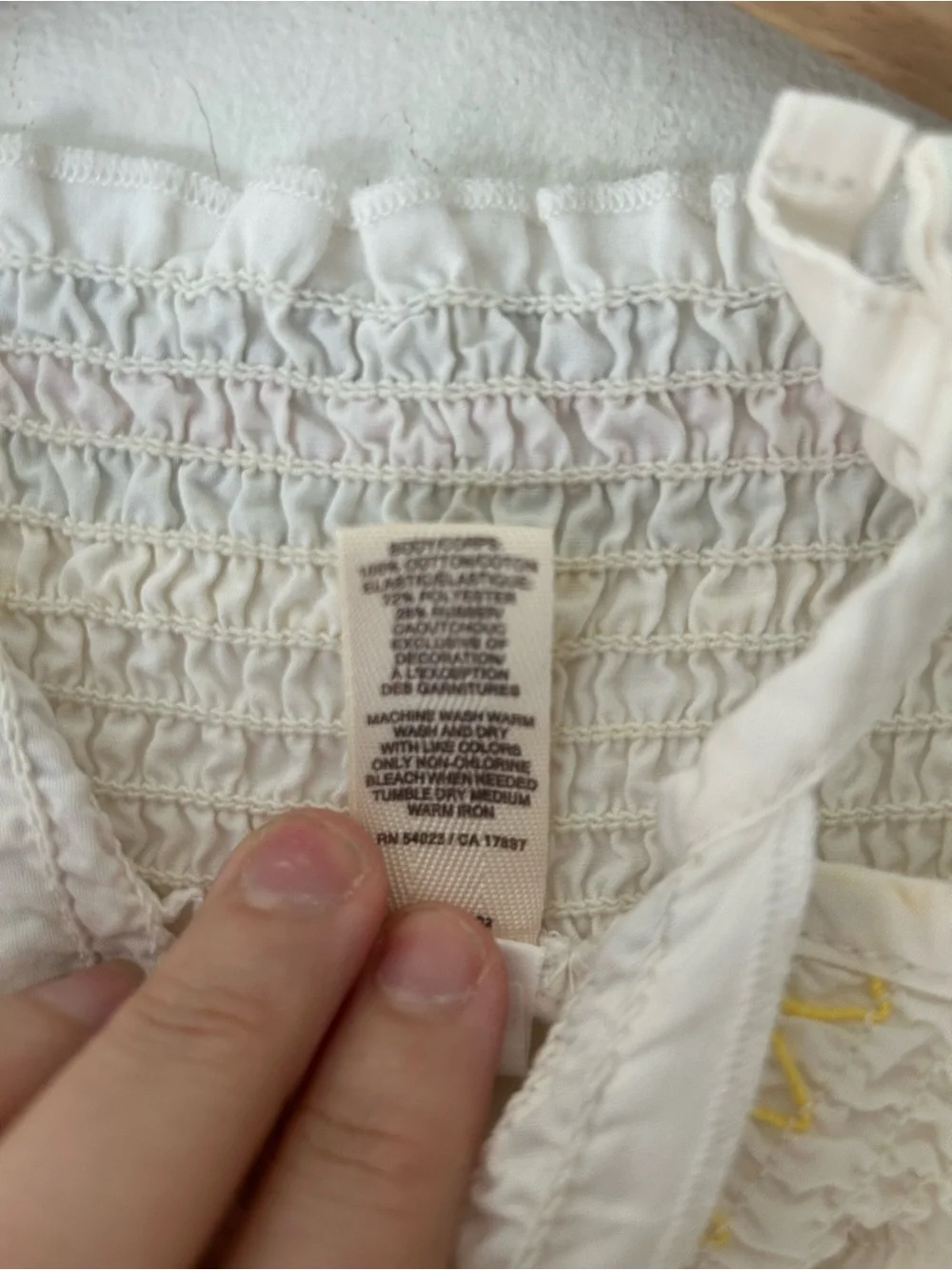 Y2K Old Navy 0-3 Months White Smocked Floral Embroidered Baby One-Piece